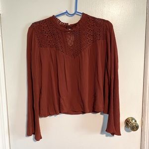 Orange Mock Neck Top